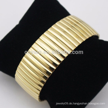 Unisex Schmucksachen 18K Gold überzogenes breites Edelstahl-elastisches Armband